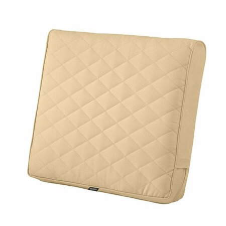 CLASSIC ACCESSORIES Montlake Fade Safe Wide Back Lounge Quilted Cushion; Chamomile & Cream - 25 x 22 x 4 in. CL57590